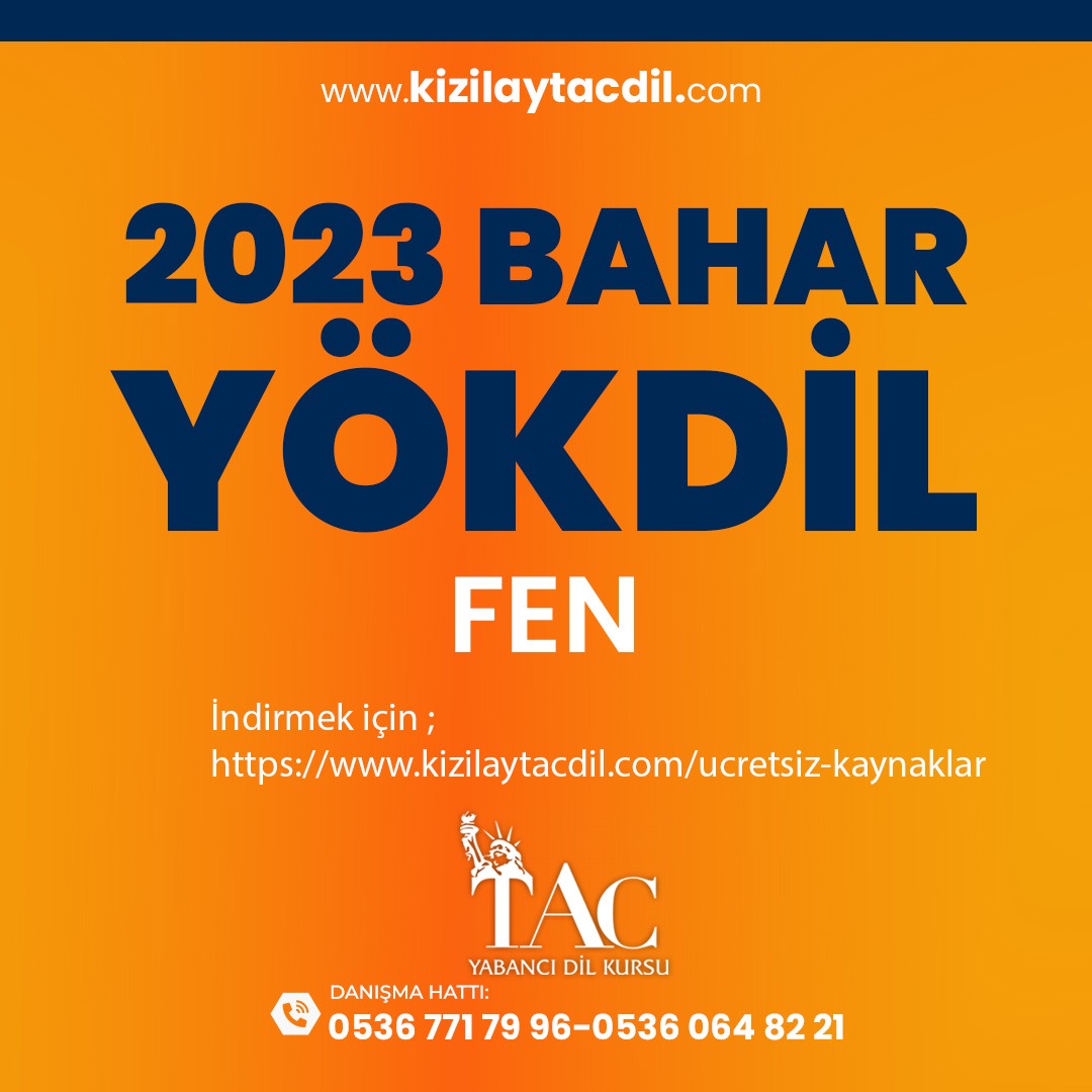 2023 YÖKDİL FEN ÇIKMIŞ SORULAR resmi