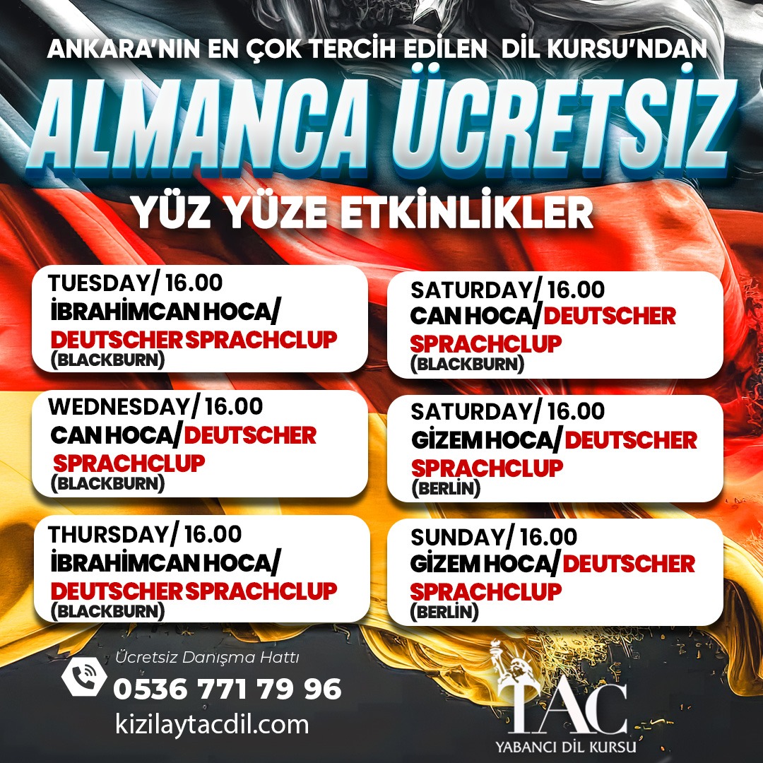 ÜCRETSİZ ALMANCA SPEAKING CLUBLARIMIZ resmi